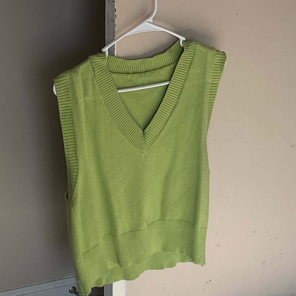 Lime green cropped sweater vest